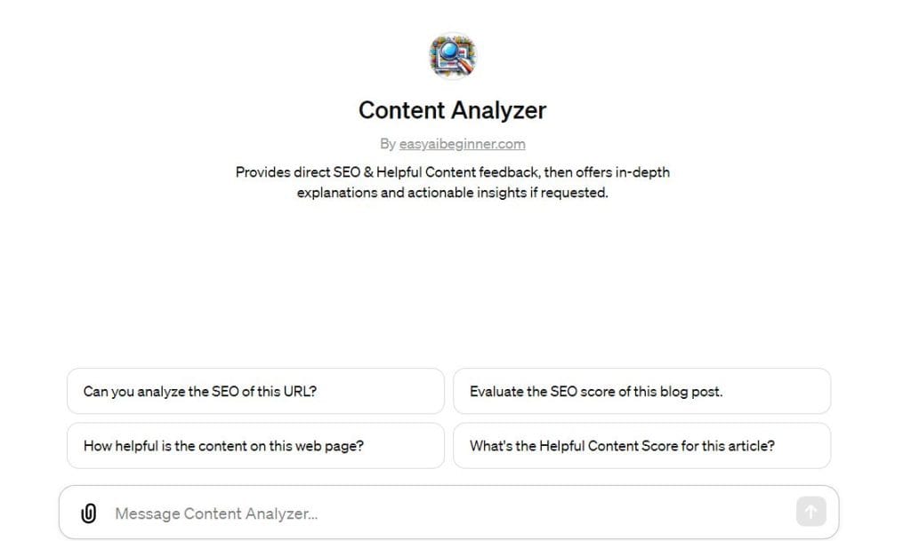 Content Analyzer GPT Interface Image