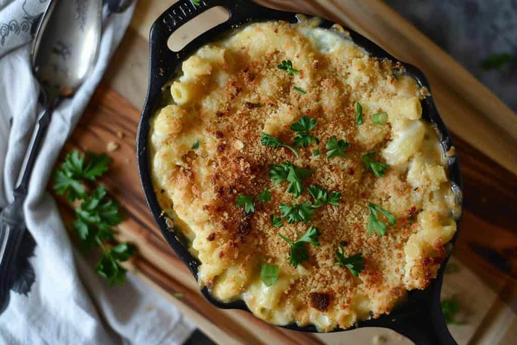 Keto cauliflower mac and cheese.