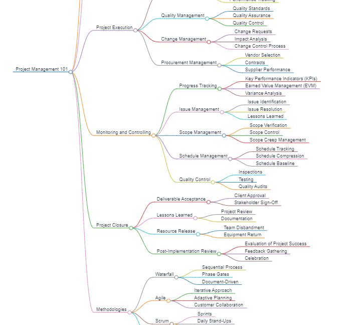 Mind map for project management 101.