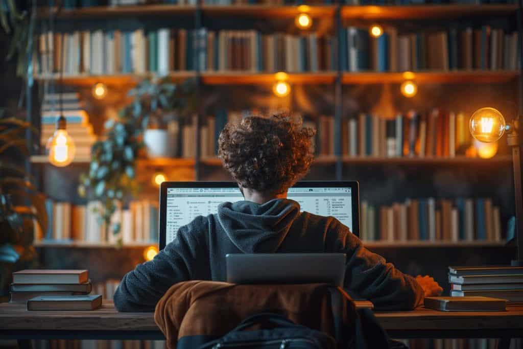 A person at the computer using the CARE Framework with ChatGPT.