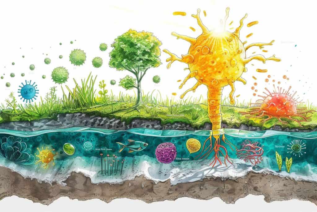 An illustration representing the photosynthesis process.