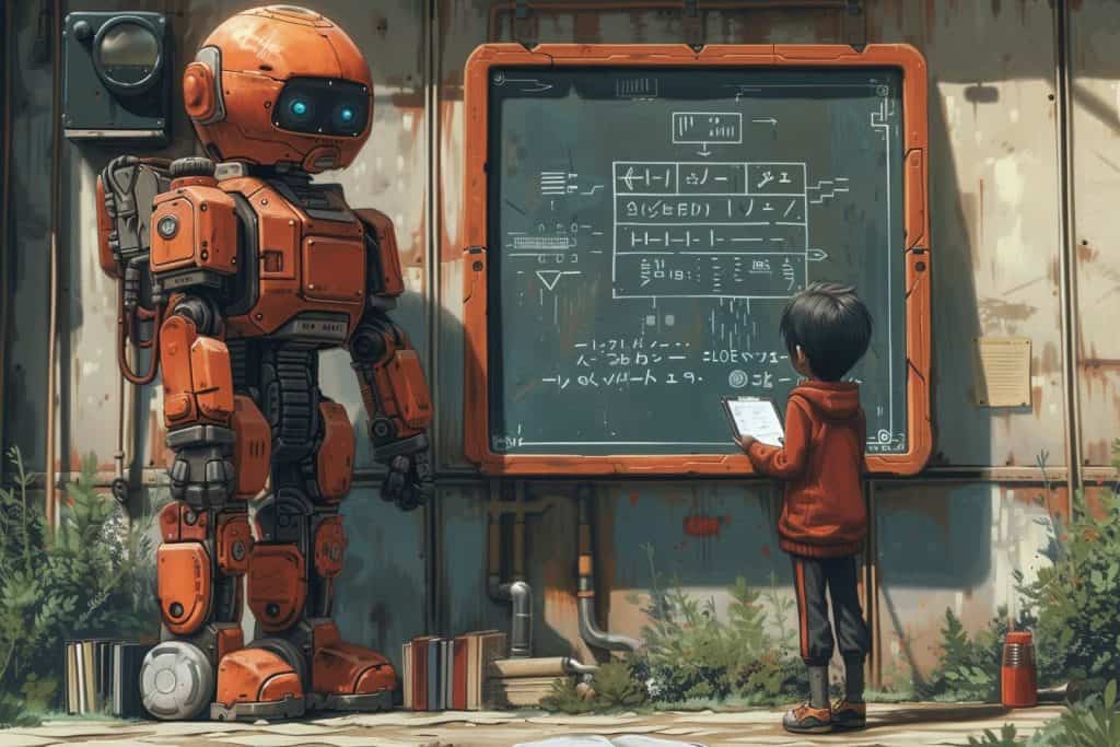 An AI Robot teaching a child