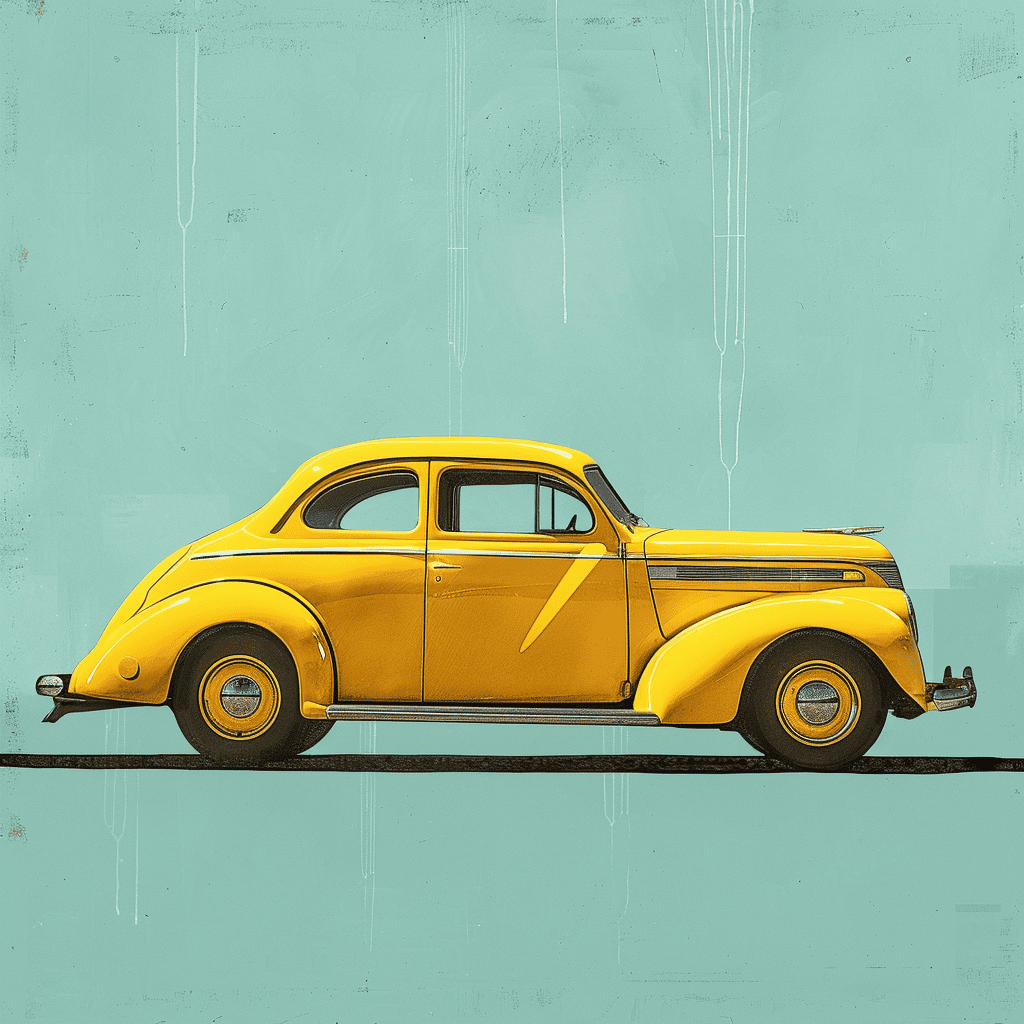 A yellow car.