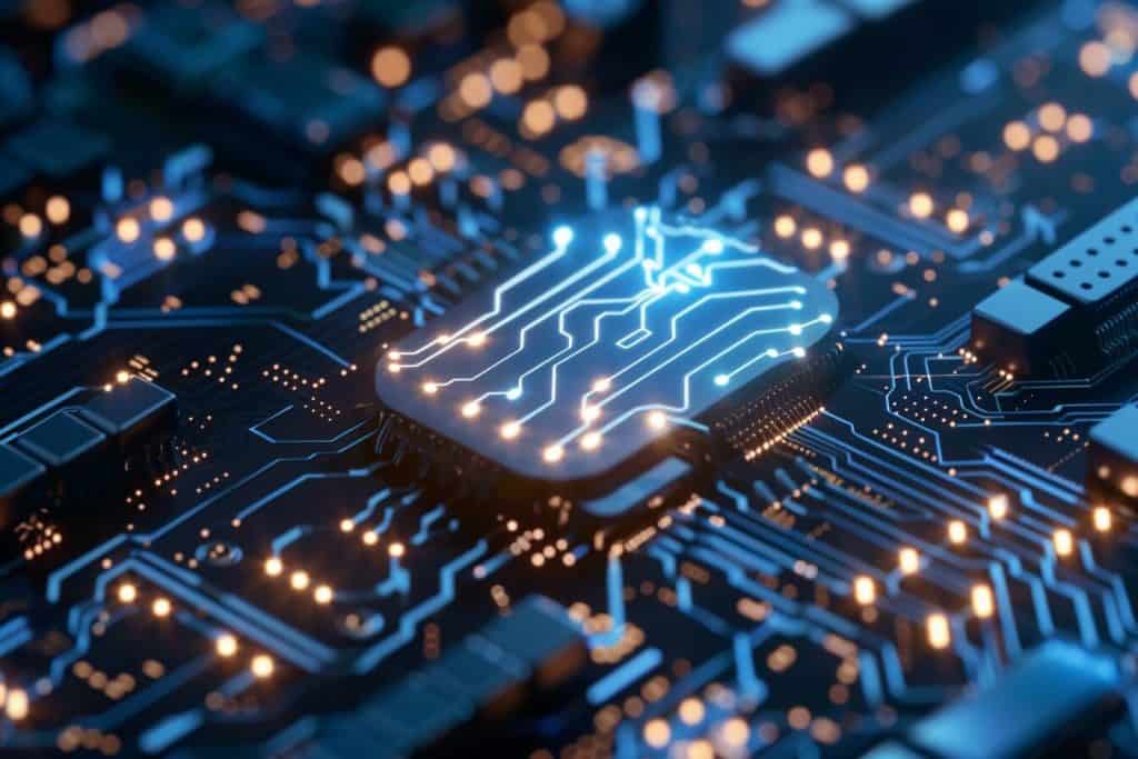 A circuit board representing AI and the RICE Framework for ChatGPT.